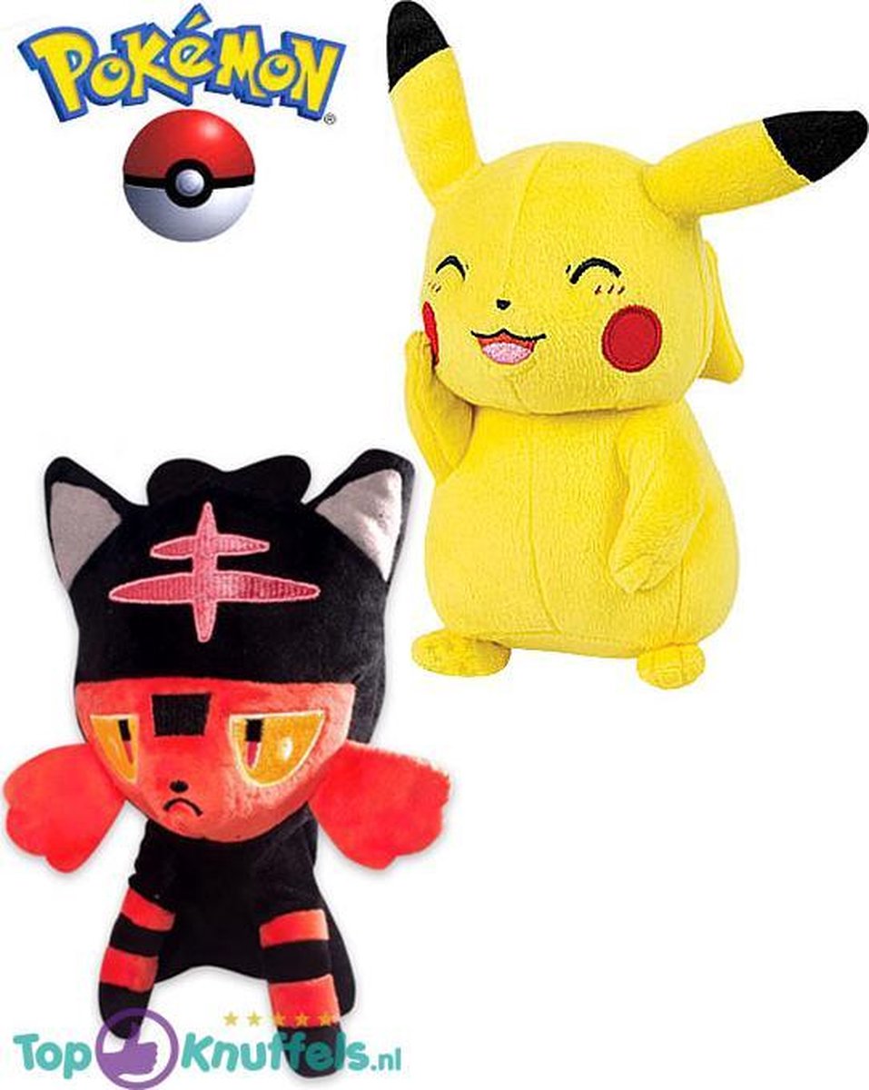 Pokemon speelgoed knuffel set Pikachu 23cm + Litten 25cm | Pokémon Friends: Charmander Bulbasaur Eevee Charizard Squirtle Snorlax